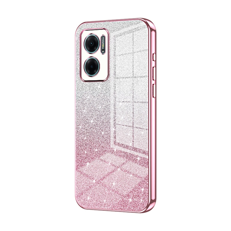 For Xiaomi Redmi Note 11E / Redmi 10 5G Gradient Glitter Powder Electroplated Phone Case(Pink) - Xiaomi Cases by PMC TechLife | Online Shopping South Africa | PMC TechLife | Buy Now Pay Later Mobicred