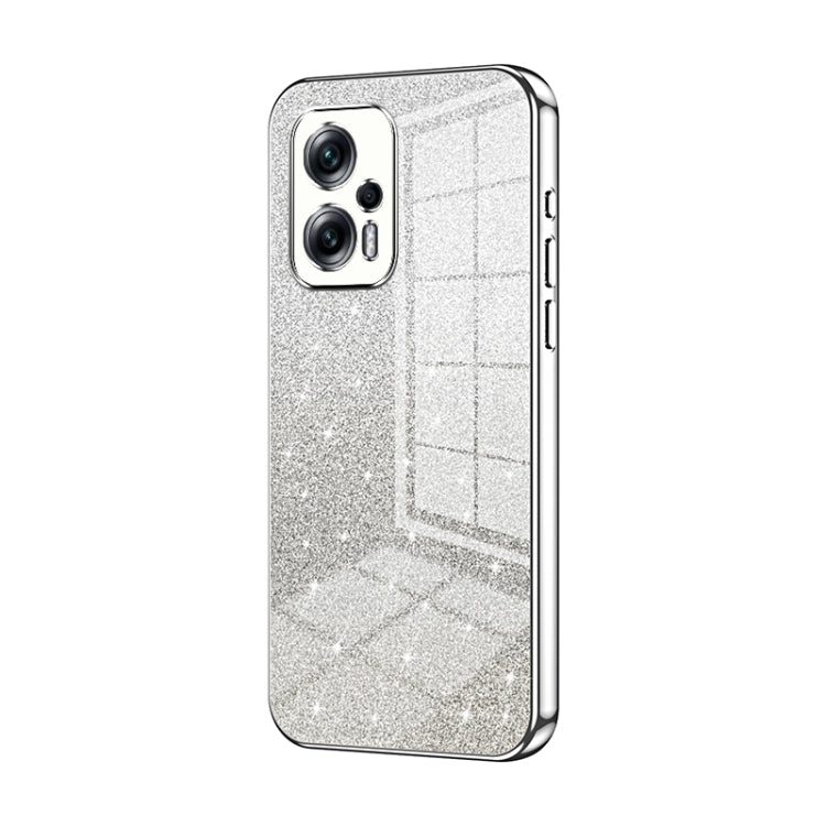 For Xiaomi Redmi Note 11T Pro/Poco X4 GT Gradient Glitter Powder Electroplated Phone Case(Silver) - Xiaomi Cases by PMC TechLife | Online Shopping South Africa | PMC TechLife | Buy Now Pay Later Mobicred