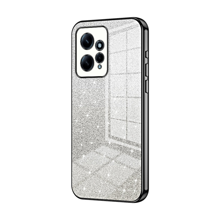 For Xiaomi Redmi Note 12 4G Gradient Glitter Powder Electroplated Phone Case(Black) - Xiaomi Cases by PMC TechLife | Online Shopping South Africa | PMC TechLife | Buy Now Pay Later Mobicred