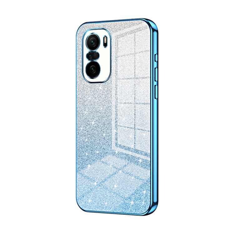 For Xiaomi Redmi K40 / K40 Pro / K40 Pro+ Gradient Glitter Powder Electroplated Phone Case(Blue) - Xiaomi Cases by PMC TechLife | Online Shopping South Africa | PMC TechLife | Buy Now Pay Later Mobicred