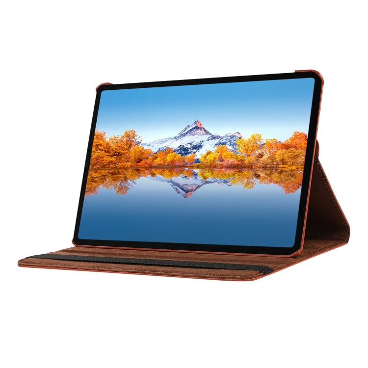 For Lenovo Tab M11 / Xiaoxin Pad 11 2024 360 Degree Rotation Litchi Texture Leather Tablet Case(Brown) - Lenovo by PMC Jewellery | Online Shopping South Africa | PMC Jewellery | Buy Now Pay Later Mobicred