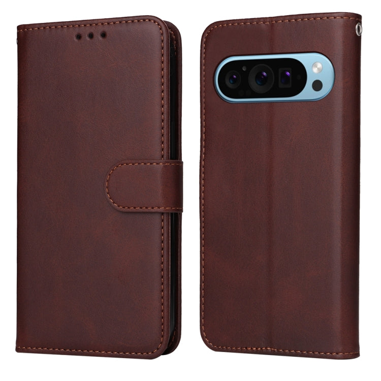 For Google Pixel 9 Classic Calf Texture Flip Leather Phone Case(Brown) - Google Cases by PMC TechLife | Online Shopping South Africa | PMC TechLife | Buy Now Pay Later Mobicred