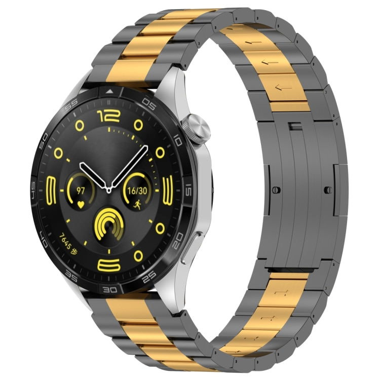 For Huawei Watch GT4 / GT3 / GT2 / GT 46mm Three Strains HW Buckle Metal Watch Band(Grey Gold) - Watch Bands by PMC TechLife | Online Shopping South Africa | PMC TechLife