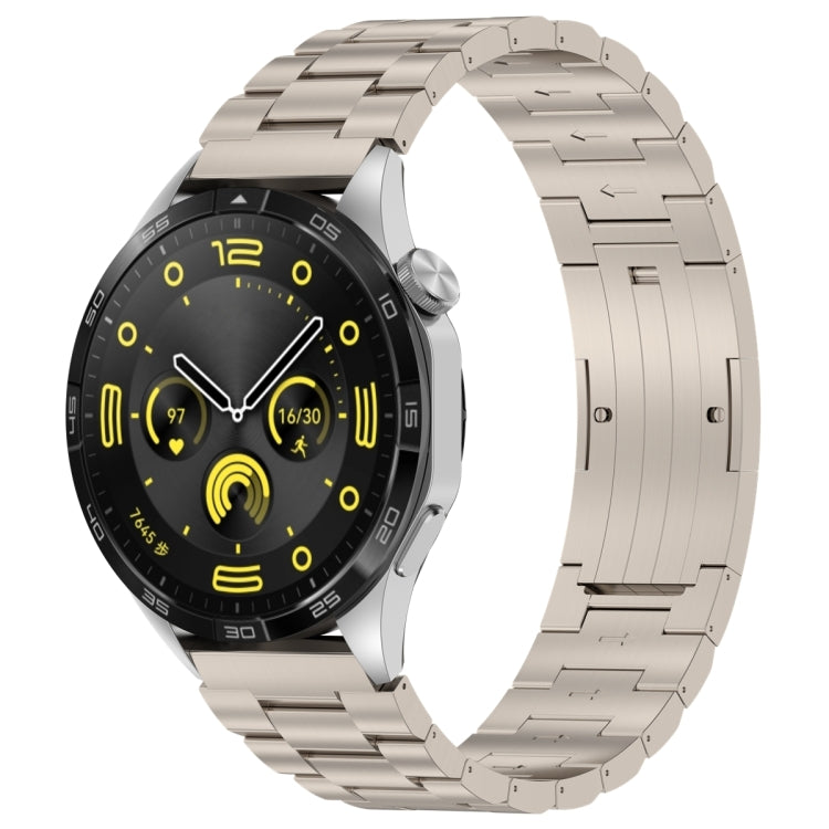 For Huawei Watch GT4 / GT3 / GT2 / GT 46mm Three Strains HW Buckle Metal Watch Band(Titanium Color) - Watch Bands by PMC TechLife | Online Shopping South Africa | PMC TechLife