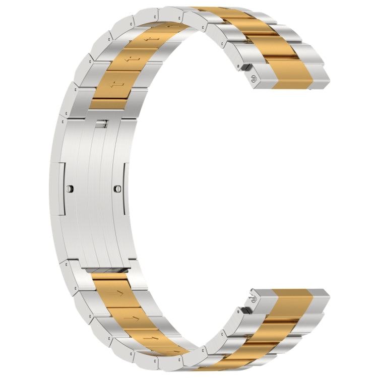 For Huawei Watch GT4 / GT3 / GT2 / GT 46mm Three Strains HW Buckle Metal Watch Band(Silver Gold) - Watch Bands by PMC TechLife | Online Shopping South Africa | PMC TechLife