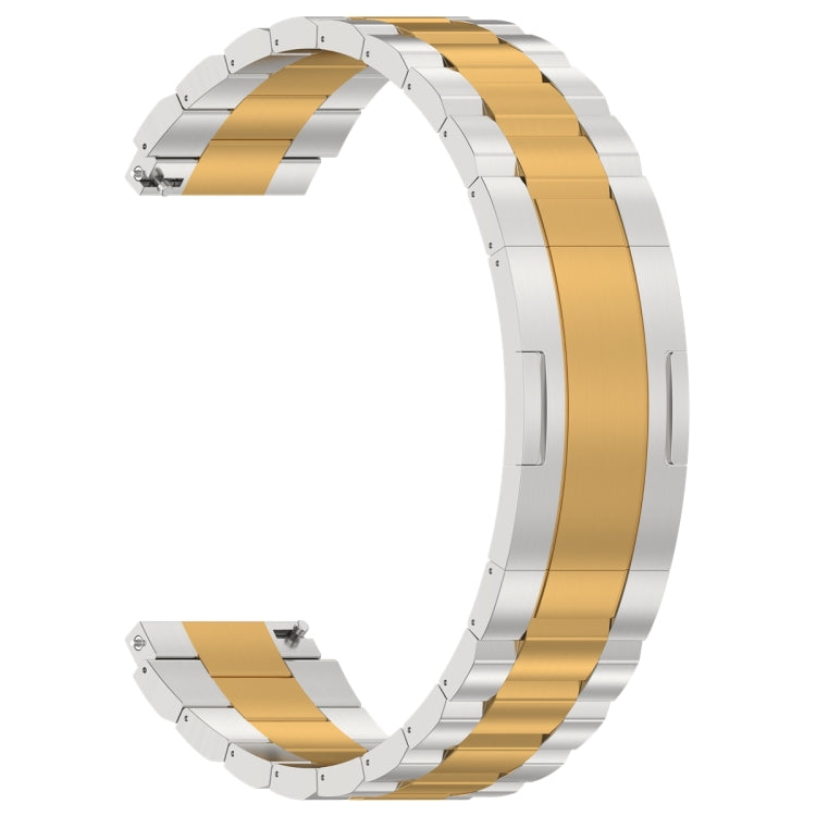 For Huawei Watch GT4 / GT3 / GT2 / GT 46mm Three Strains HW Buckle Metal Watch Band(Silver Gold) - Watch Bands by PMC TechLife | Online Shopping South Africa | PMC TechLife