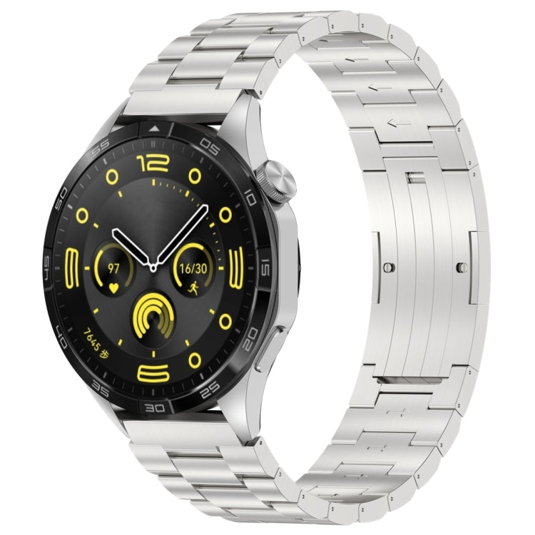 For Huawei Watch GT4 / GT3 / GT2 / GT 46mm Three Strains HW Buckle Metal Watch Band(Silver) - Watch Bands by PMC TechLife | Online Shopping South Africa | PMC TechLife