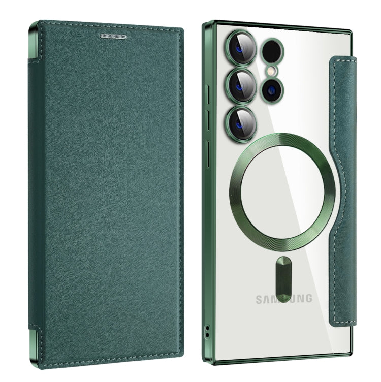 For Samsung Galaxy S24 Ultra 5G MagSafe Magnetic RFID Anti-theft Leather Phone Case(Dark Green) - Galaxy S24 Ultra 5G Cases by PMC TechLife | Online Shopping South Africa | PMC TechLife