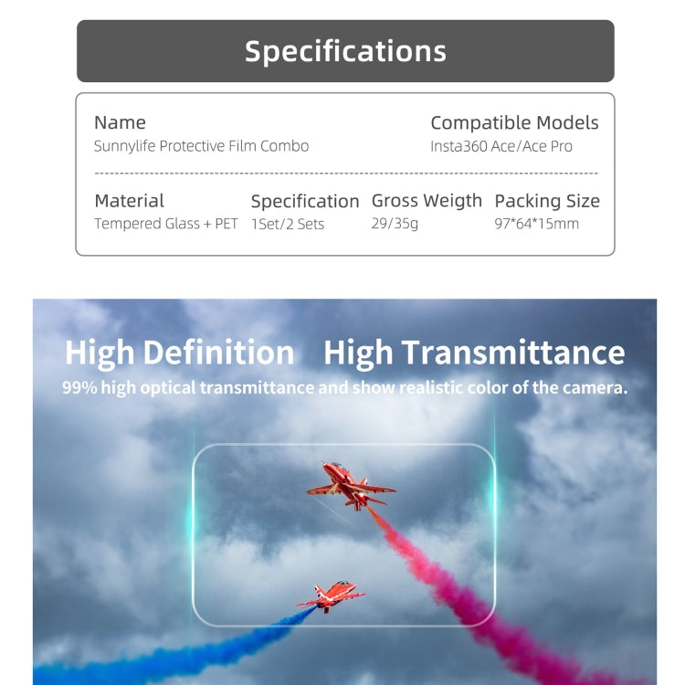 For Insta360 Ace Sunnylife 3 in 1 Rear & Front Screen Lens Explosion proof Film(1 Set) - Protective Film & Stickers by Sunnylife | Online Shopping South Africa | PMC TechLife | Buy Now Pay Later Mobicred