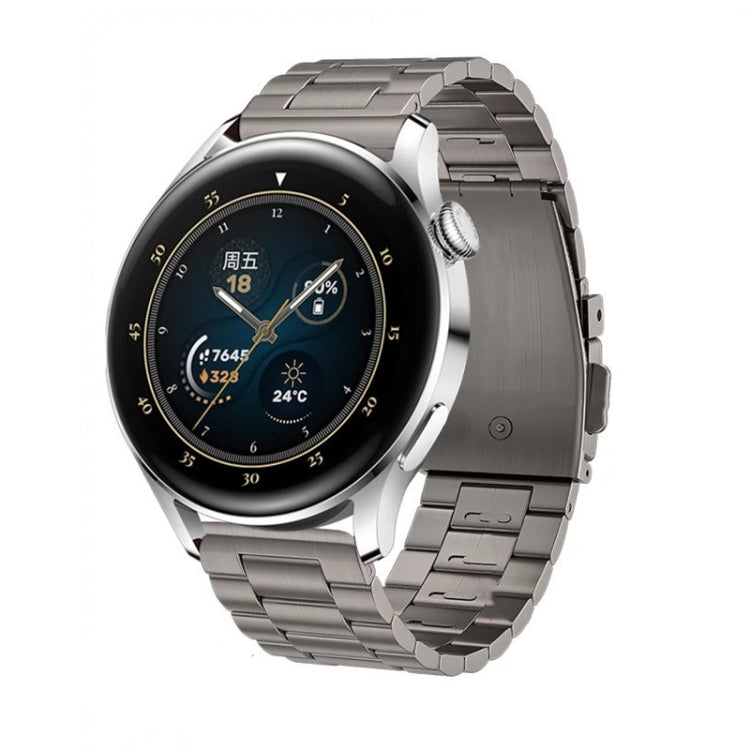 For Huawei Watch GT4 / GT3 / GT2 46mm Three Strains Flat Buckle Titanium Steel Watch Band(Grey) - Watch Bands by PMC TechLife | Online Shopping South Africa | PMC TechLife