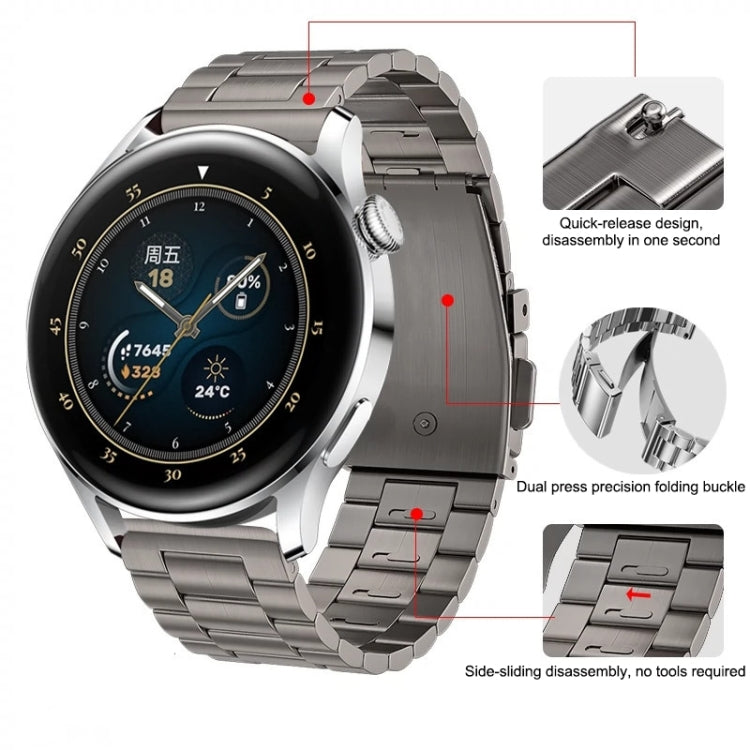 For Huawei Watch GT4 / GT3 / GT2 46mm Three Strains Flat Buckle Titanium Steel Watch Band(Grey) - Watch Bands by PMC TechLife | Online Shopping South Africa | PMC TechLife