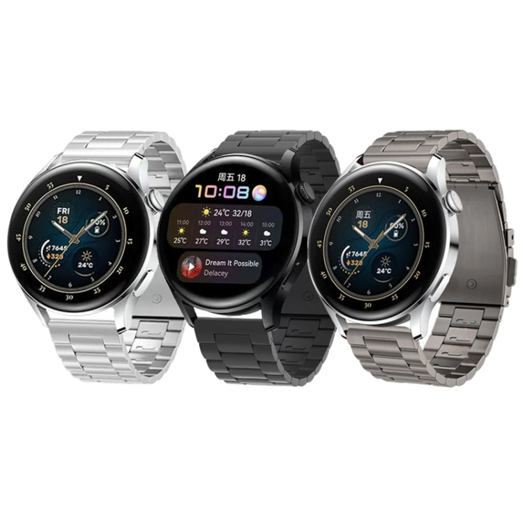For Huawei Watch GT4 / GT3 / GT2 46mm Three Strains Flat Buckle Titanium Steel Watch Band(Grey) - Watch Bands by PMC TechLife | Online Shopping South Africa | PMC TechLife