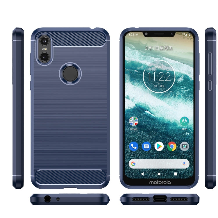 For Motorola Moto One Carbon Fiber Brushed Texture TPU Phone Case(Blue) - free shipping - PMC TechLife - Order now!