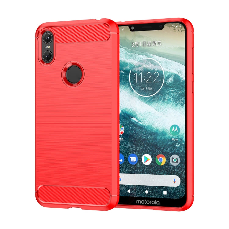 For Motorola Moto One Carbon Fiber Brushed Texture TPU Phone Case(Red) - free shipping - PMC TechLife - Order now!