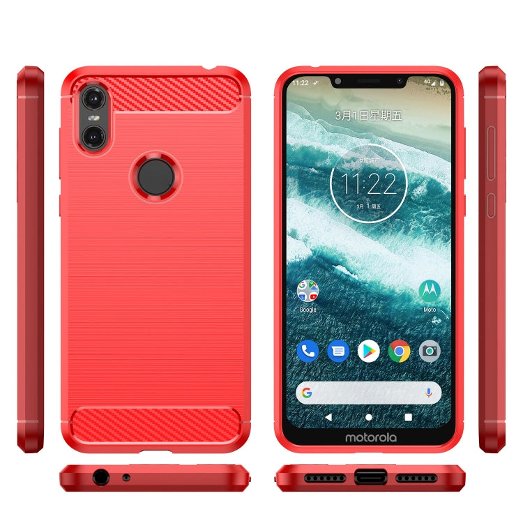 For Motorola Moto One Carbon Fiber Brushed Texture TPU Phone Case(Red) - free shipping - PMC TechLife - Order now!