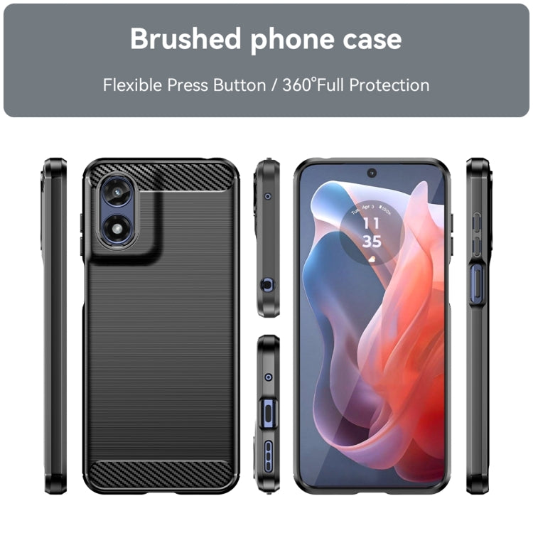 For Motorola Moto G Play 2024 Brushed Texture Carbon Fiber TPU Phone Case(Black) - Motorola Cases by PMC Jewellery | Online Shopping South Africa | PMC Jewellery | Buy Now Pay Later Mobicred