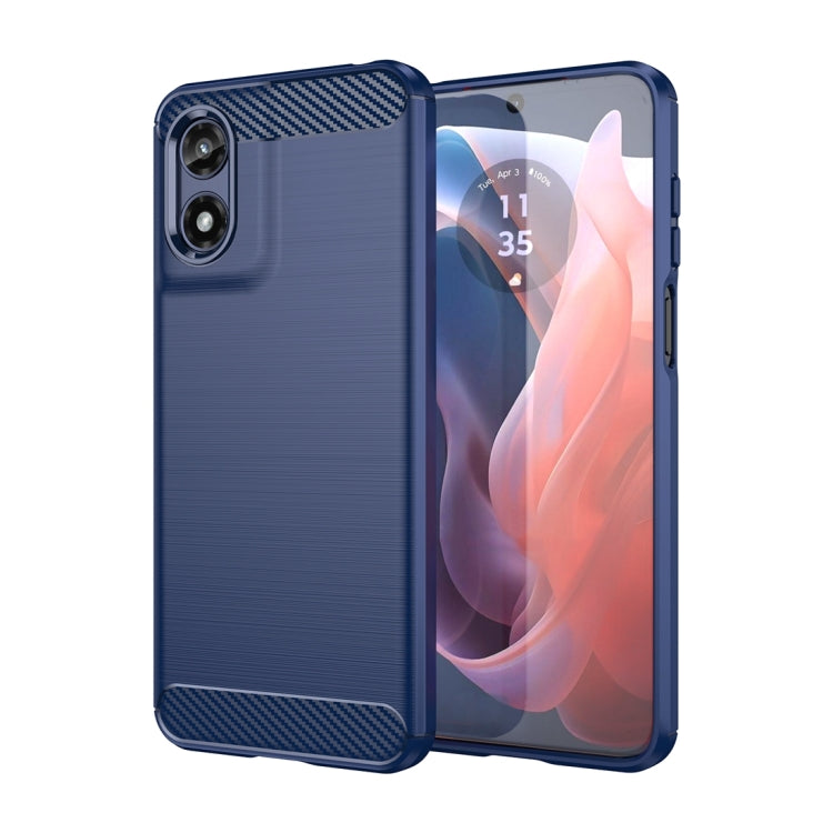 For Motorola Moto G Play 2024 Brushed Texture Carbon Fiber TPU Phone Case(Blue) - Motorola Cases by PMC Jewellery | Online Shopping South Africa | PMC Jewellery | Buy Now Pay Later Mobicred
