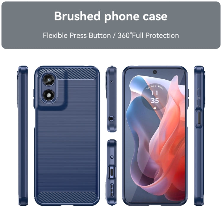 For Motorola Moto G Play 2024 Brushed Texture Carbon Fiber TPU Phone Case(Blue) - Motorola Cases by PMC Jewellery | Online Shopping South Africa | PMC Jewellery | Buy Now Pay Later Mobicred