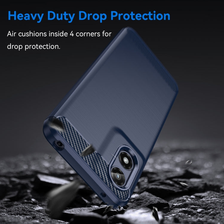 For Motorola Moto G Play 2024 Brushed Texture Carbon Fiber TPU Phone Case(Blue) - Motorola Cases by PMC Jewellery | Online Shopping South Africa | PMC Jewellery | Buy Now Pay Later Mobicred