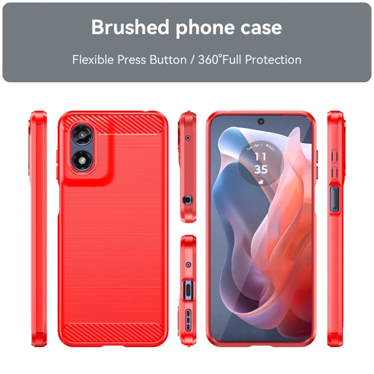 For Motorola Moto G Play 2024 Brushed Texture Carbon Fiber TPU Phone Case(Red) - Motorola Cases by PMC Jewellery | Online Shopping South Africa | PMC Jewellery | Buy Now Pay Later Mobicred