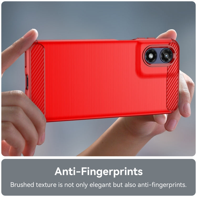 For Motorola Moto G Play 2024 Brushed Texture Carbon Fiber TPU Phone Case(Red) - Motorola Cases by PMC Jewellery | Online Shopping South Africa | PMC Jewellery | Buy Now Pay Later Mobicred