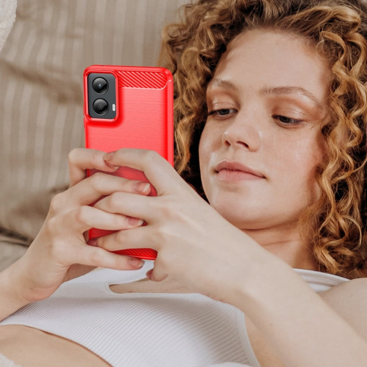 For Motorola Moto G 5G 2024 Brushed Texture Carbon Fiber TPU Phone Case(Red) - Motorola Cases by PMC Jewellery | Online Shopping South Africa | PMC Jewellery | Buy Now Pay Later Mobicred