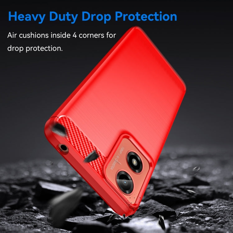 For Motorola Moto G04 Carbon Fiber Brushed Texture TPU Phone Case(Red) - free shipping - PMC TechLife - Order now!