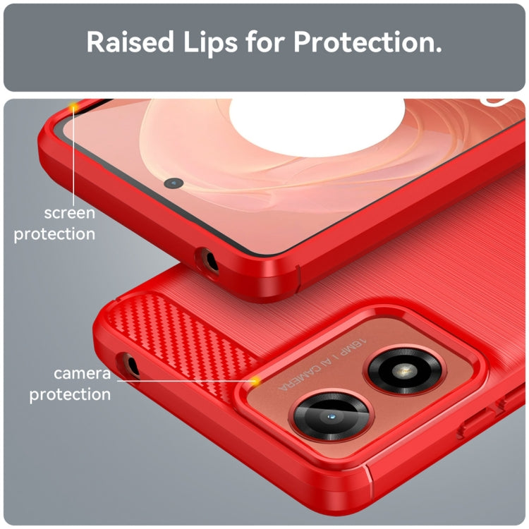 For Motorola Moto G04 Carbon Fiber Brushed Texture TPU Phone Case(Red) - free shipping - PMC TechLife - Order now!