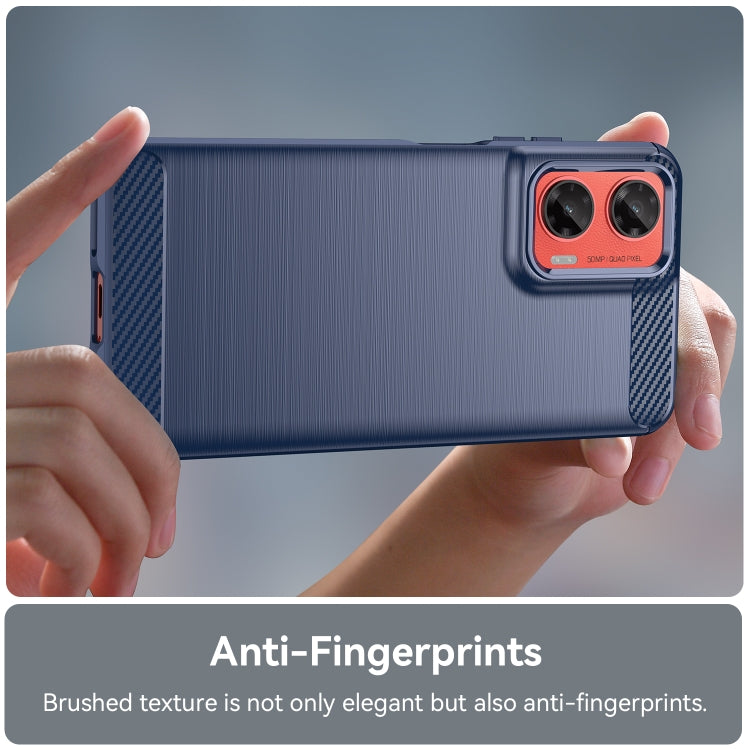 For Motorola Moto G35 5G Carbon Fiber Brushed Texture TPU Phone Case(Blue) - free shipping - PMC TechLife - Order now!