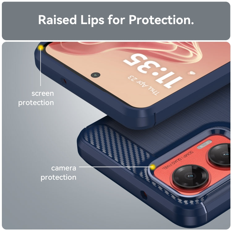 For Motorola Moto G35 5G Carbon Fiber Brushed Texture TPU Phone Case(Blue) - free shipping - PMC TechLife - Order now!