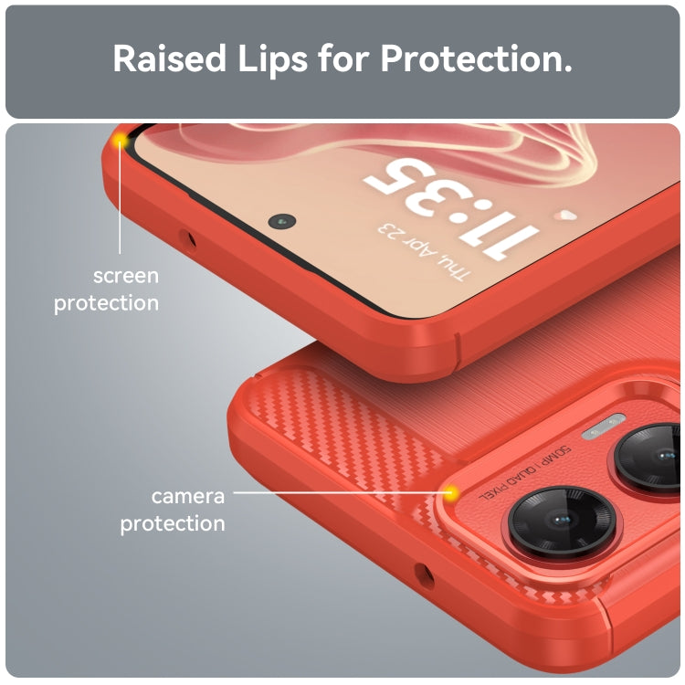 For Motorola Moto G35 5G Carbon Fiber Brushed Texture TPU Phone Case(Red) - free shipping - PMC TechLife - Order now!