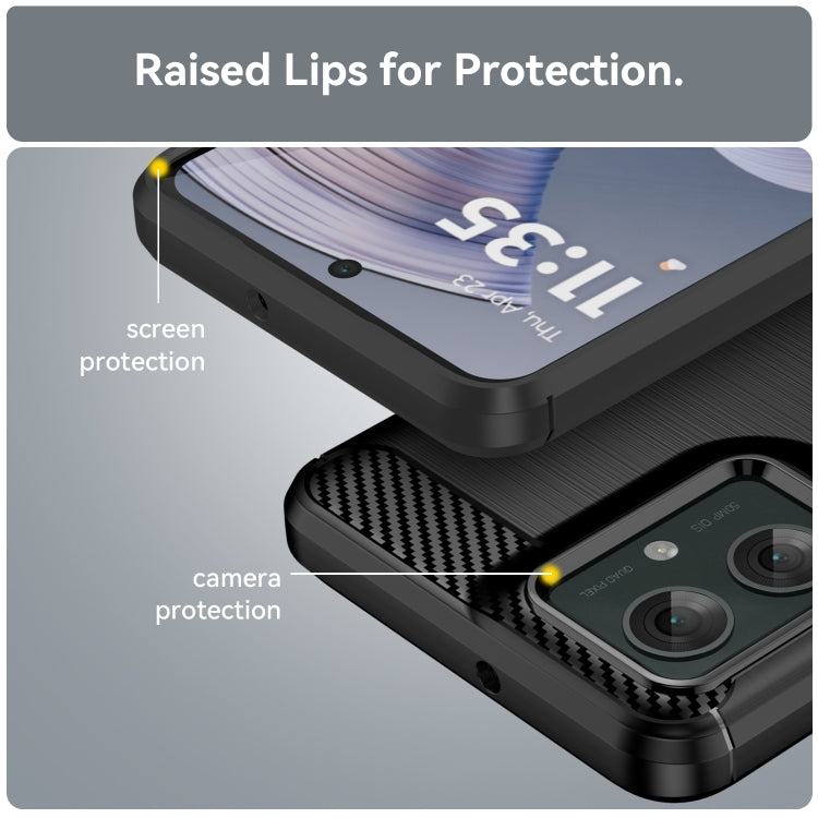 For Motorola Moto G55 5G Carbon Fiber Brushed Texture TPU Phone Case(Black) - free shipping - PMC TechLife - Order now!