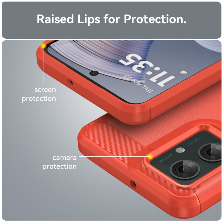 For Motorola Moto G55 5G Carbon Fiber Brushed Texture TPU Phone Case(Red) - free shipping - PMC TechLife - Order now!