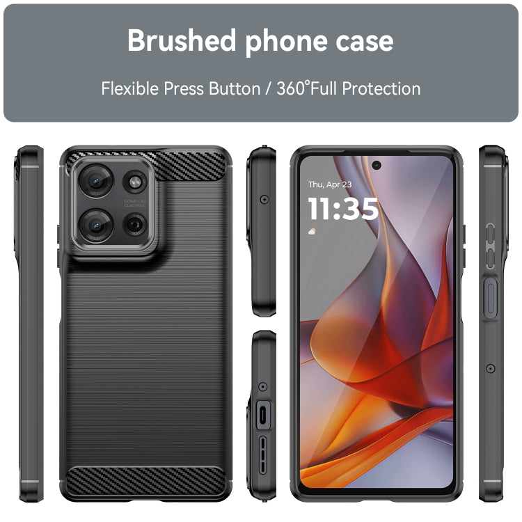 For Motorola Moto G75 5G Carbon Fiber Brushed Texture TPU Phone Case(Black) - free shipping - PMC TechLife - Order now!