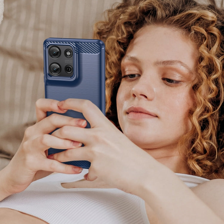 For Motorola Moto G75 5G Carbon Fiber Brushed Texture TPU Phone Case(Blue) - free shipping - PMC TechLife - Order now!
