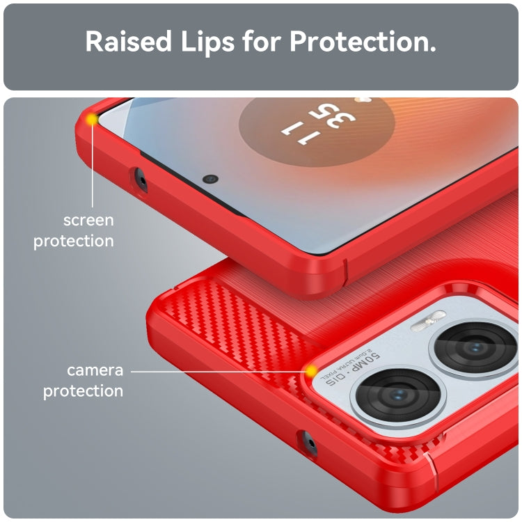 For Motorola Moto G85 Carbon Fiber Brushed Texture TPU Phone Case(Red) - free shipping - PMC TechLife - Order now!
