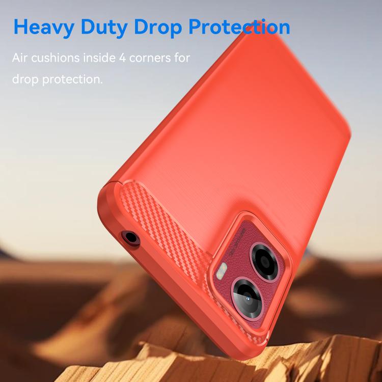 For Motorola Moto E15 Carbon Fiber Brushed Texture TPU Phone Case(Red) - free shipping - PMC TechLife - Order now!