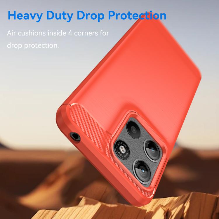 For Motorola Moto G15 Carbon Fiber Brushed Texture TPU Phone Case(Red) - free shipping - PMC TechLife - Order now!