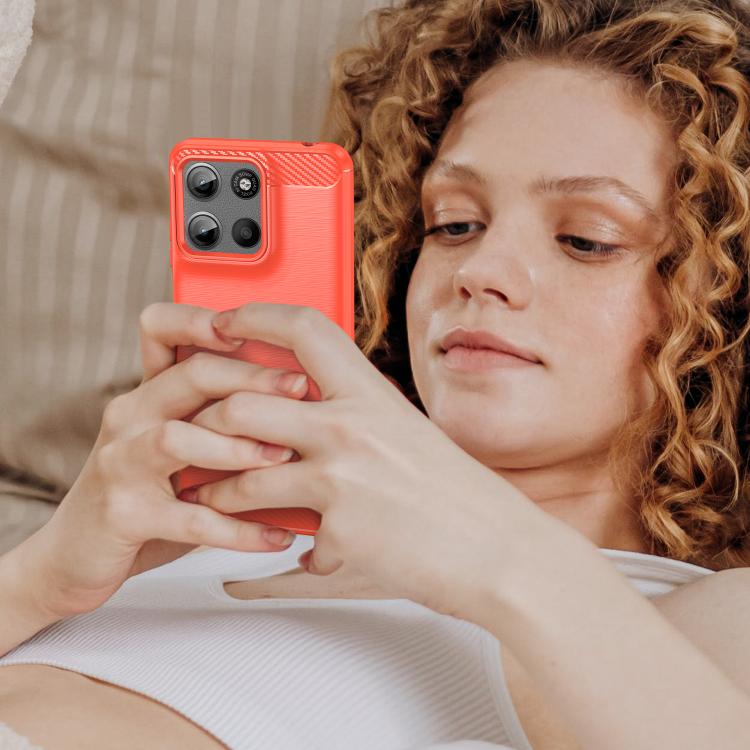 For Motorola Moto G15 Carbon Fiber Brushed Texture TPU Phone Case(Red) - free shipping - PMC TechLife - Order now!