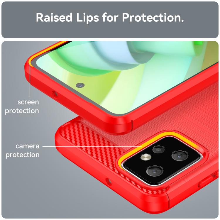 For Motorola Moto G Power 2023 Carbon Fiber Brushed Texture TPU Phone Case(Red) - free shipping - PMC TechLife - Order now!