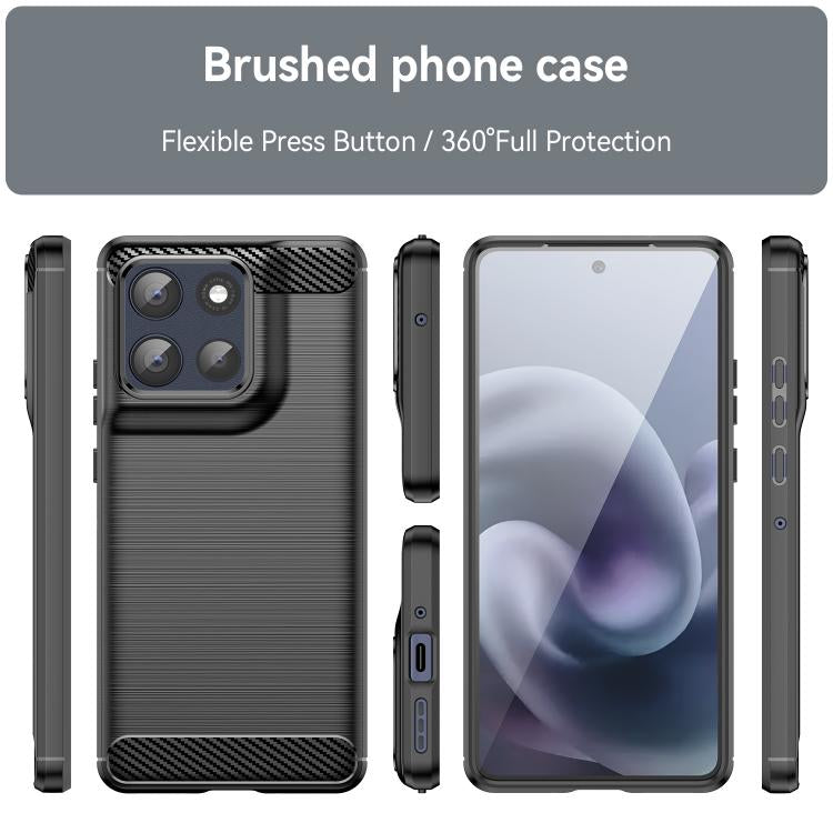 For Motorola Moto G86 5G Carbon Fiber Brushed Texture TPU Phone Case(Black) - free shipping - PMC TechLife - Order now!