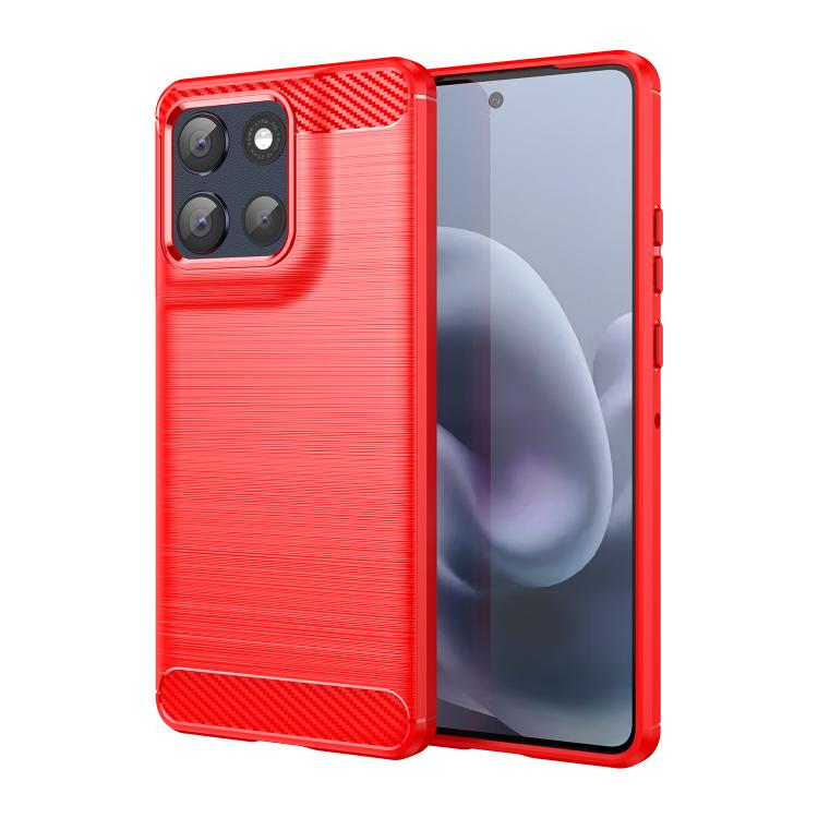 For Motorola Moto G86 5G Carbon Fiber Brushed Texture TPU Phone Case(Red) - free shipping - PMC TechLife - Order now!