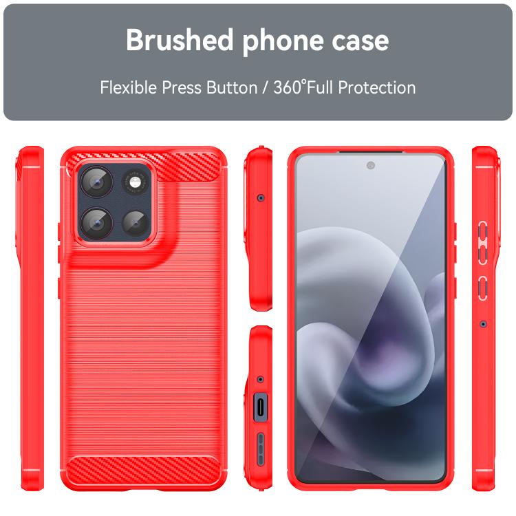 For Motorola Moto G86 5G Carbon Fiber Brushed Texture TPU Phone Case(Red) - free shipping - PMC TechLife - Order now!