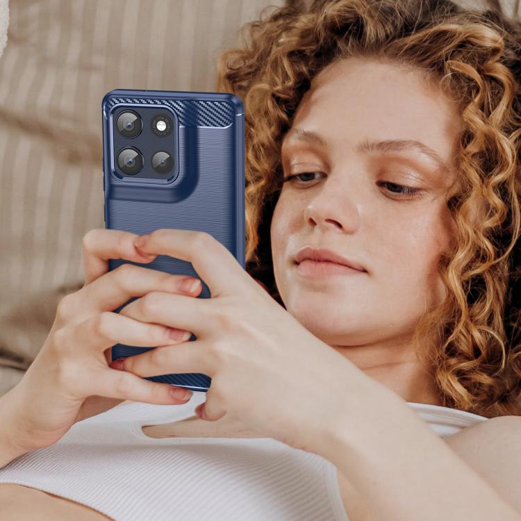 For Motorola Moto G100 Pro 5G Carbon Fiber Brushed Texture TPU Phone Case(Blue) - free shipping - PMC TechLife - Order now!