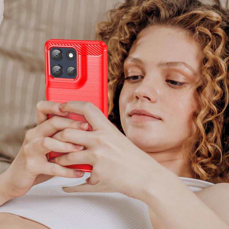 For Motorola Moto G100 Pro 5G Carbon Fiber Brushed Texture TPU Phone Case(Red) - free shipping - PMC TechLife - Order now!