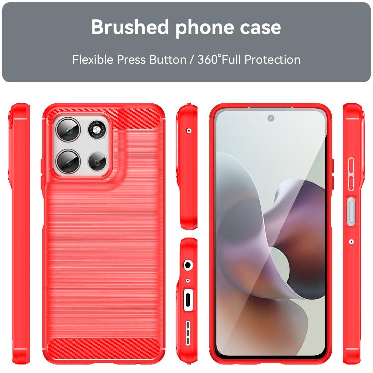 For Motorola Moto G56 5G Carbon Fiber Brushed Texture TPU Phone Case(Red) - free shipping - PMC TechLife - Order now!