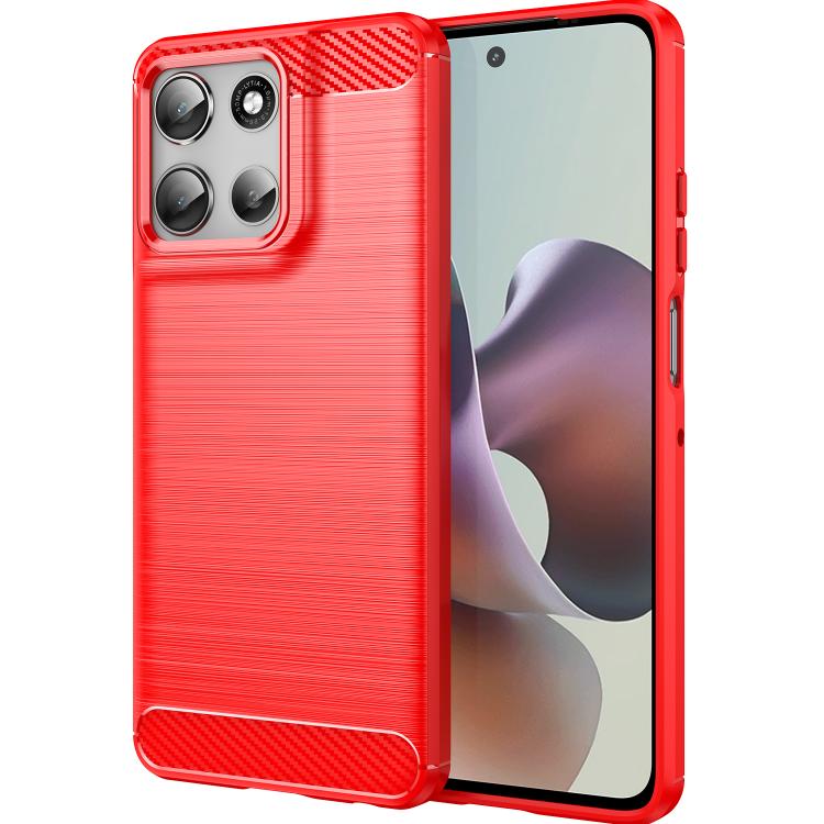 For Motorola Moto G66j 5G Carbon Fiber Brushed Texture TPU Phone Case(Red) - free shipping - PMC TechLife - Order now!