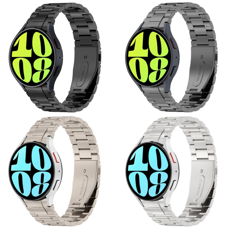 For Samsung Galaxy Watch6/6 Classic/5/5 Pro Button Style Three-bead Metal Watch Band(Titanium Color) - Watch Bands by PMC TechLife | Online Shopping South Africa | PMC TechLife