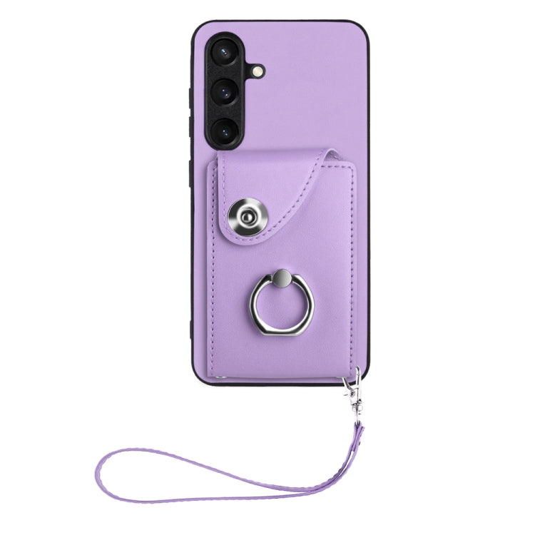 For Samsung Galaxy S24+ 5G Organ Card Bag Ring Holder PU Phone Case with Lanyard(Purple) - Galaxy S24+ 5G Cases by PMC TechLife | Online Shopping South Africa | PMC TechLife