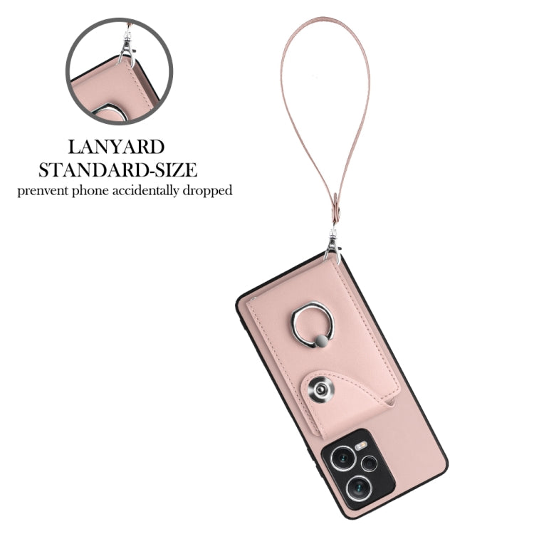 For Xiaomi Redmi Note 12 Pro 5G Global Organ Card Bag Ring Holder PU Phone Case with Lanyard(Pink) - Xiaomi Cases by PMC TechLife | Online Shopping South Africa | PMC TechLife | Buy Now Pay Later Mobicred